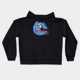 Toucan Vibes Beach Waves Summer Vacation Surfing Toucan Bird Kids Hoodie